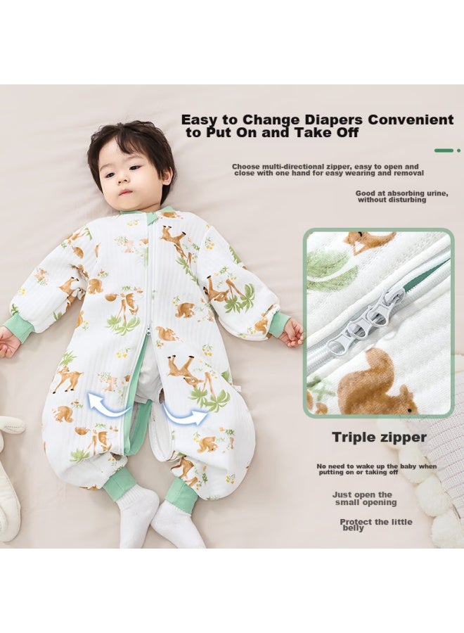 Babyface Tongyan Baby Sleeping Bag, Spring And Summer Children's Anti-kick Blanket, Bamboo Cotton Baby Pajamas, Air Layer Split-leg Sleeping Bag, Size 110 - Image 5