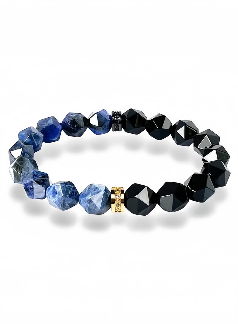 Hiras Beaded Bracelet with Sodalite, Black Obsidian, Natural Gemstone (10 mm) Hand Chain Lucky Jewelry Charm Bracelet for Men and Women - Image 3