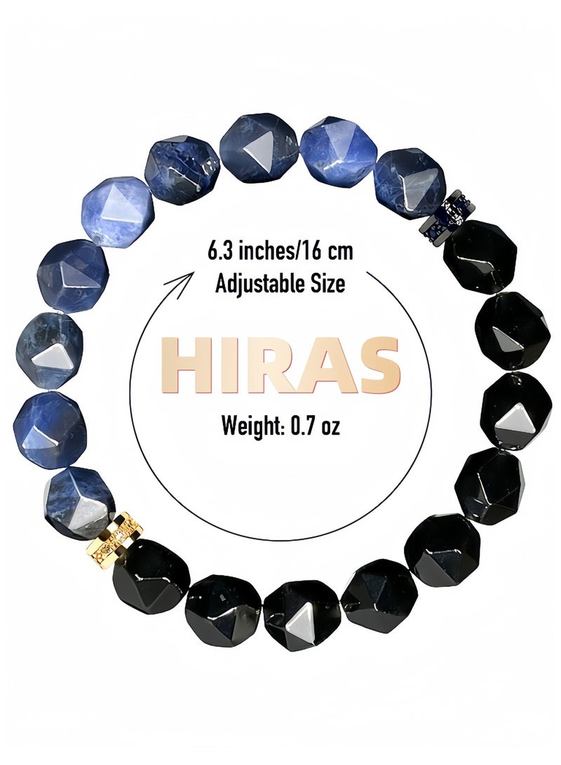 Hiras Beaded Bracelet with Sodalite, Black Obsidian, Natural Gemstone (10 mm) Hand Chain Lucky Jewelry Charm Bracelet for Men and Women - Image 1