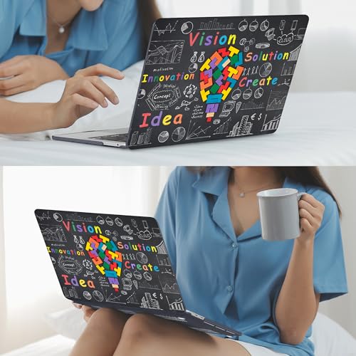 Mektron for MacBook Pro 13-inch Case 2022 2021 2020 A2338 M2 M1 A2289 A2251, Printed Plastic Hard Shell Cover for MacBook Pro 13.3-inch Touch Bar/Touch ID, Geometric Blackboard - Image 5