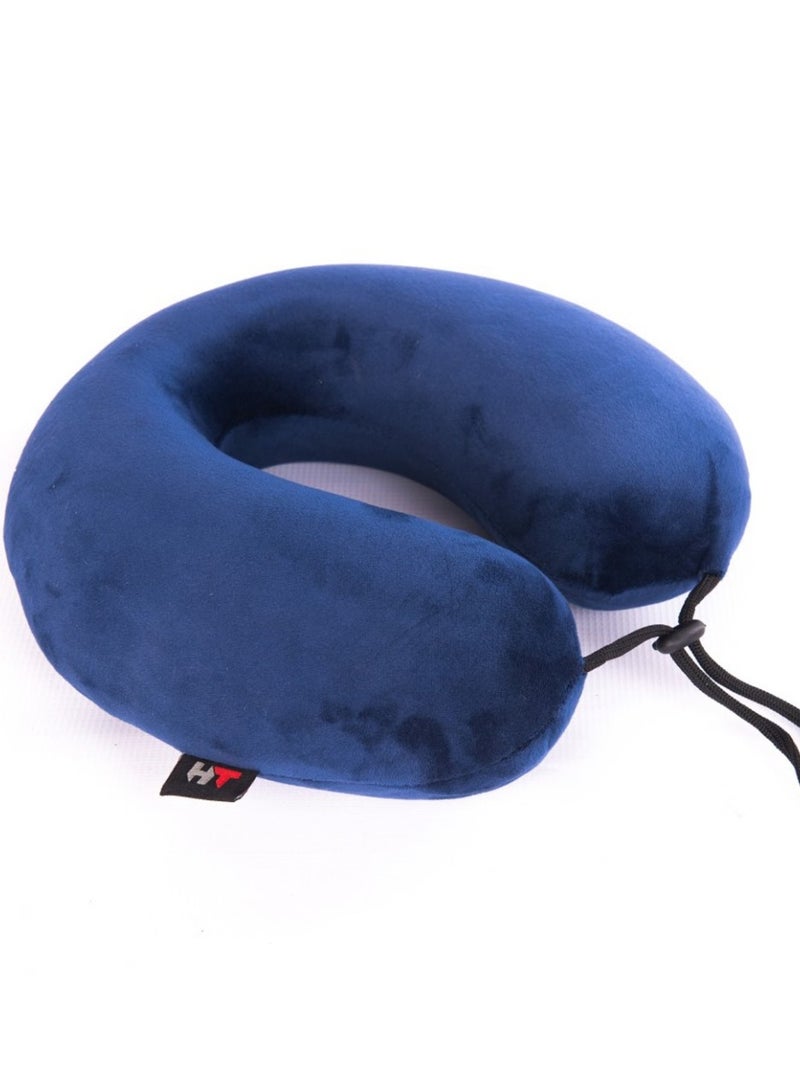 HT Memory Foam Travel Pillow with U-Shaped Neck for Neck Comfort While Traveling, Navy - Image 1
