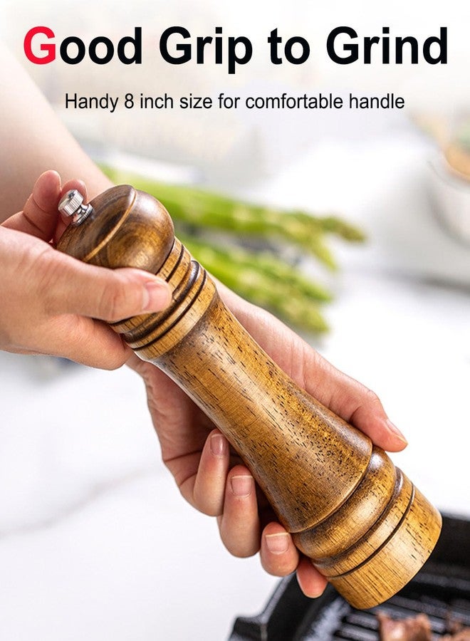 TooWoom Pepper Grinder Salt Grinder Wooden Pepper Mill Grinder w/Adjustable Coarse, 8 inch Tall Wood Refillable Manual Pepper Grinder Mill Peppermill for Black Peppercorn - Image 3