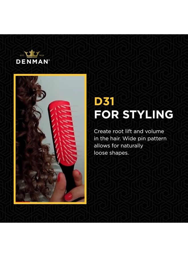 DENMAN Free Flow Wide Spaced Pins 7 Row Hair Styling Brush - 3-in-1 Styling Tool for Creating Volume, Detangling Thick Hair and Defining Curls, D31 - Image 4