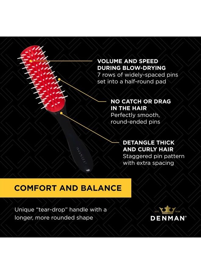 DENMAN Free Flow Wide Spaced Pins 7 Row Hair Styling Brush - 3-in-1 Styling Tool for Creating Volume, Detangling Thick Hair and Defining Curls, D31 - Image 5