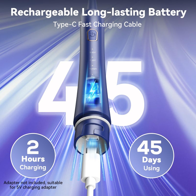 JTF Orthodontic Electric Toothbrush for Braces: 6 U-Shaped Soft Brush Heads, 5 Brushing Mode, 2Min Timer, IPX7 Waterproof, Deep Oral Clean, Rechargeable Sonic Toothbrushes for Tooth with Dental Device - Image 3