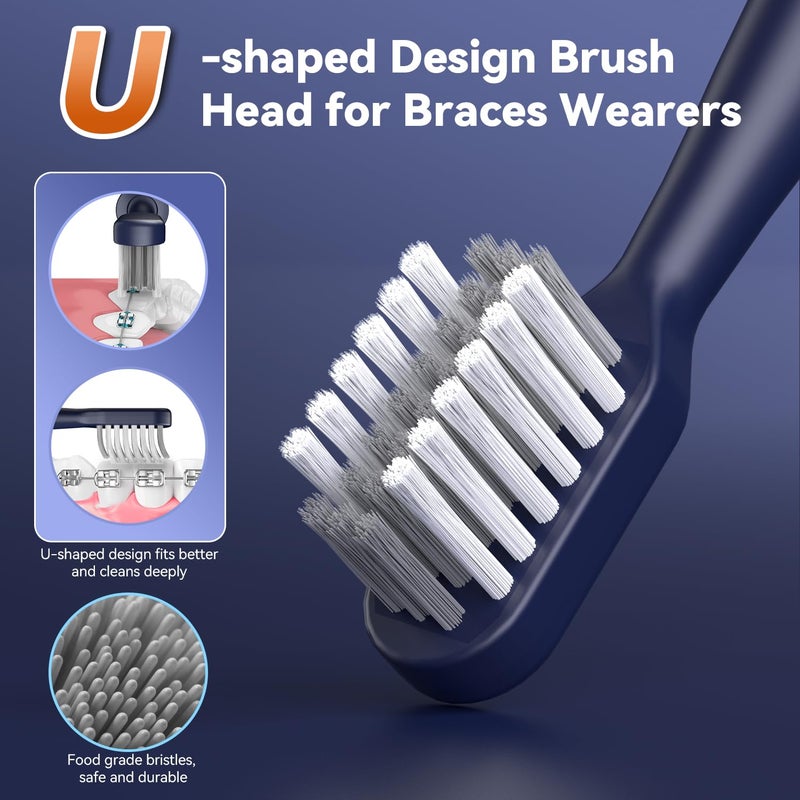 JTF Orthodontic Electric Toothbrush for Braces: 6 U-Shaped Soft Brush Heads, 5 Brushing Mode, 2Min Timer, IPX7 Waterproof, Deep Oral Clean, Rechargeable Sonic Toothbrushes for Tooth with Dental Device - Image 2