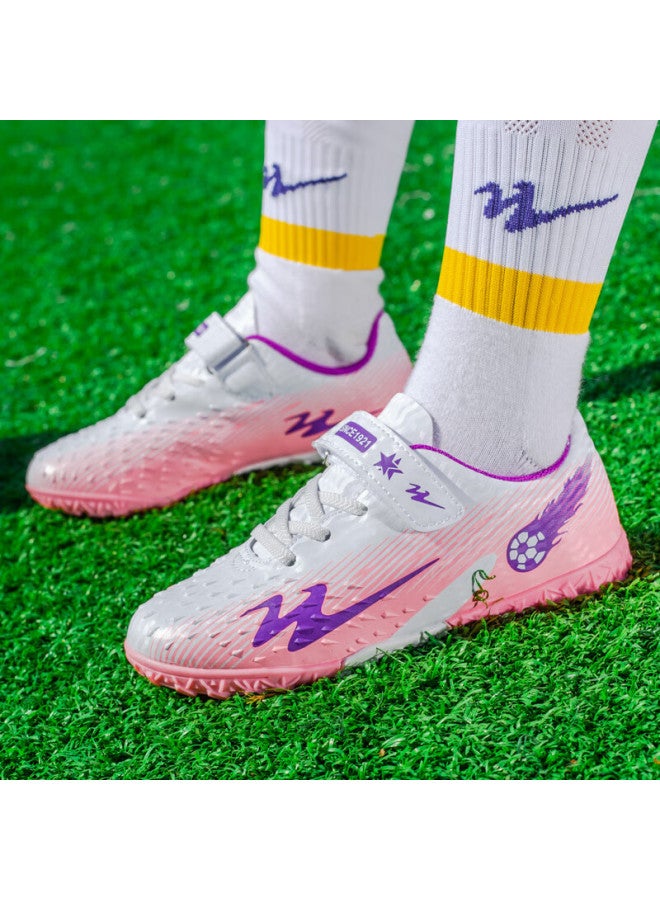 Shuangxing Kids Soccer Shoes Girls Big Kids Tf Turf Cleats Students Youth Soccer Shoes Boys Anti-slip Lightweight Grass Training Shoes - Image 4