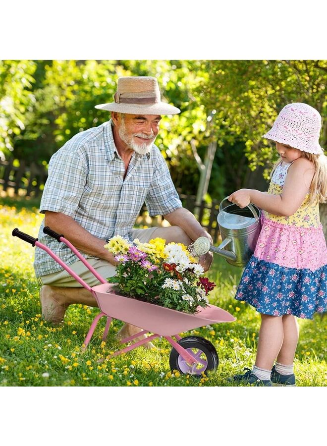 Kids Wheelbarrow Set Metal, Child Wheel Barrel Pink Easy to Assemble and Kids Gardening Tools Kit - Image 3