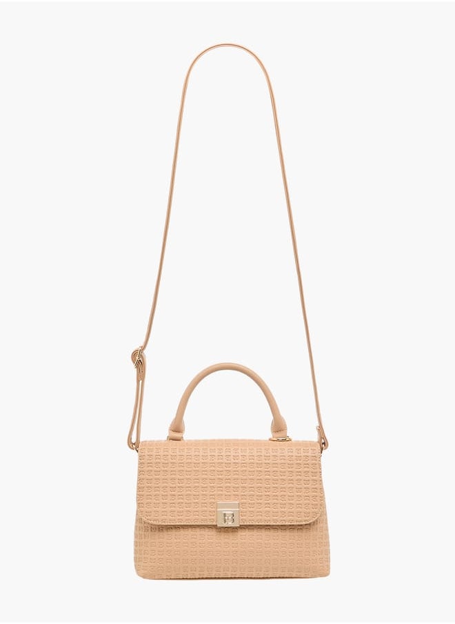 Flora Bella By Shoexpress Women Monogram Embossed Crossbody Bag with Handle and Detachable Strap  - Image 2