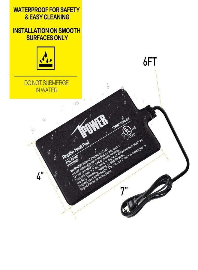 iPower Reptile Heat Pad 4W Under Tank Terrarium Warmer Heating Mat for Turtles Lizards Frogs and Other Small Animals, 4x7 Inch - Image 4