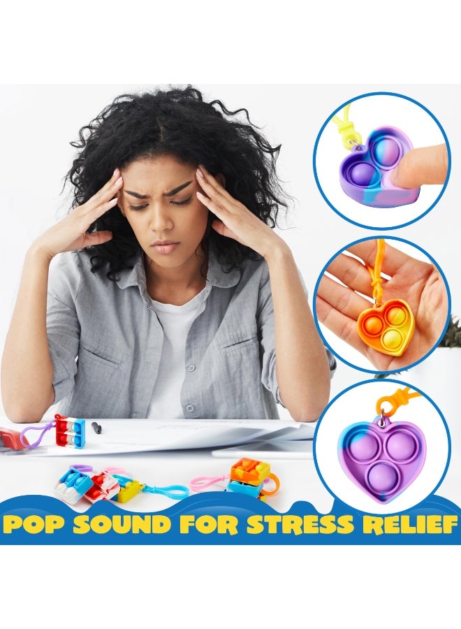 8 حزمة (لون عشوائي) إصبع فقاعة سلاسل المفاتيح لعبة هدية حفلة فضفاضة مناسبة للأطفال الذين تتراوح أعمارهم بين 4-8 ، 8-12 ، ملء حقيبة هدية نهاية السنة هدية الطالب جائزة الفصل الدراسي لعبة عيد الميلاد الحسية ، قلادة لعبة تخفيف الإجهاد - Image 5