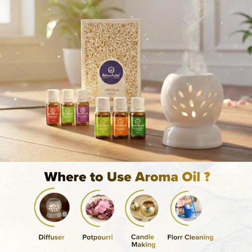 ASIAN AURA Aroma Diffuser Oil Set – English Lavender, Rosy Romance, Fruit Basket, Fresh Lime, White Jasmine & Lemongrass | Pack of 6 Glass Bottles (10ml Each) | Fragrance Oils for Diffuser, Candle Making, Home, Office & Spa | Total 60ml - Image 2