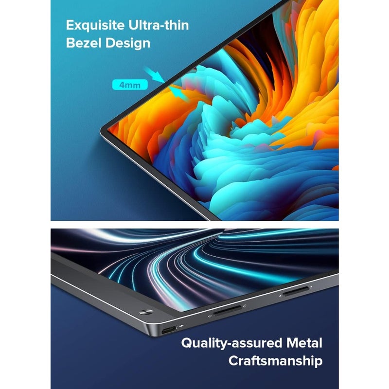 Portable 120Hz touchscreen monitor for gaming and laptops: FHD 1080P IPS display, 10800mAh battery, HDMI USB-C connectivity, black aluminum alloy housing, ultra-slim design - Image 3