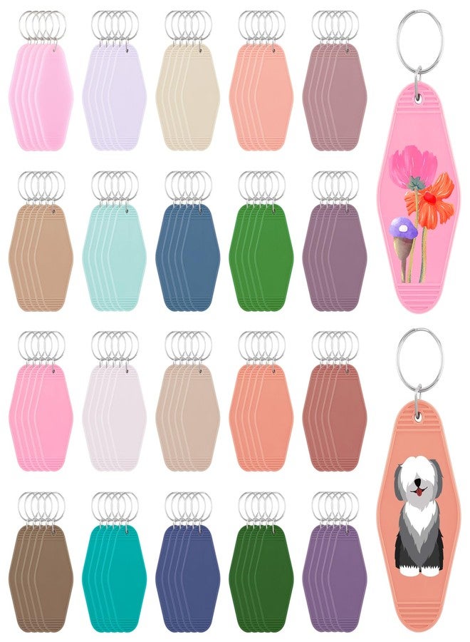 Motroce 100PCS Hotel Keychain Blank with Key Rings, 20 Colors Morandi Plastic Rhombus Vintage Motel Keychains Blank for DIY Sublimation Luggage Tag Label Craft Gifts Decorations - Image 1