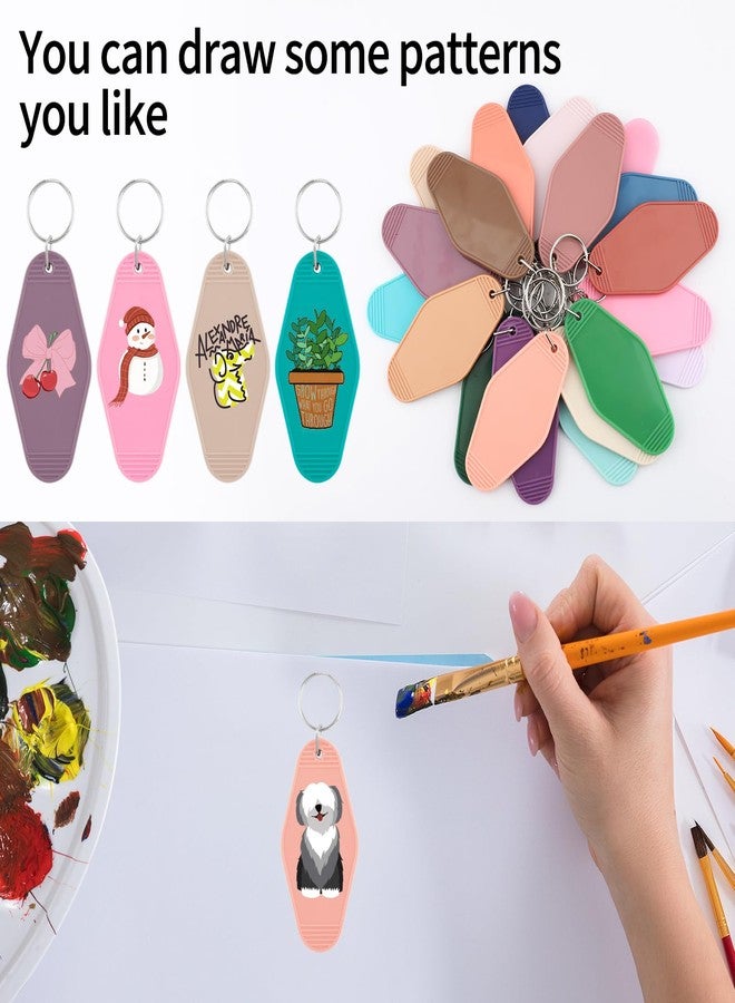 Motroce 100PCS Hotel Keychain Blank with Key Rings, 20 Colors Morandi Plastic Rhombus Vintage Motel Keychains Blank for DIY Sublimation Luggage Tag Label Craft Gifts Decorations - Image 5