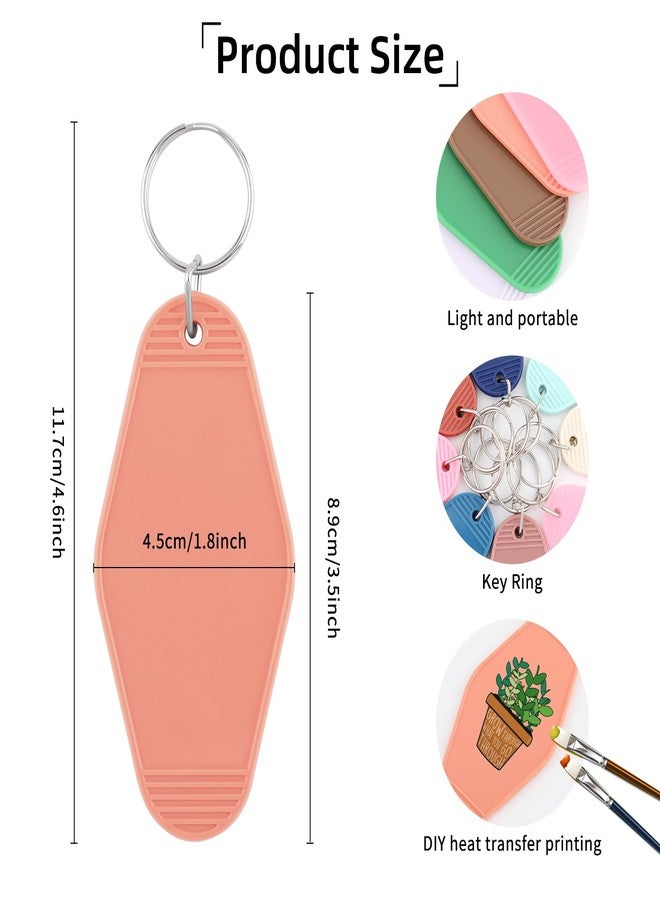 Motroce 100PCS Hotel Keychain Blank with Key Rings, 20 Colors Morandi Plastic Rhombus Vintage Motel Keychains Blank for DIY Sublimation Luggage Tag Label Craft Gifts Decorations - Image 2