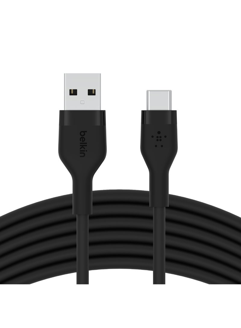 Belkin Boostcharge Flex Silicone Usb Type C To A Cable (3M/10Ft), Usb Usb-If Certified Usb-C Charging Cable For Ipad Pro, Galaxy S21, Ultra, Plus, Note 20, Pixel, And More - Black Black - Image 1