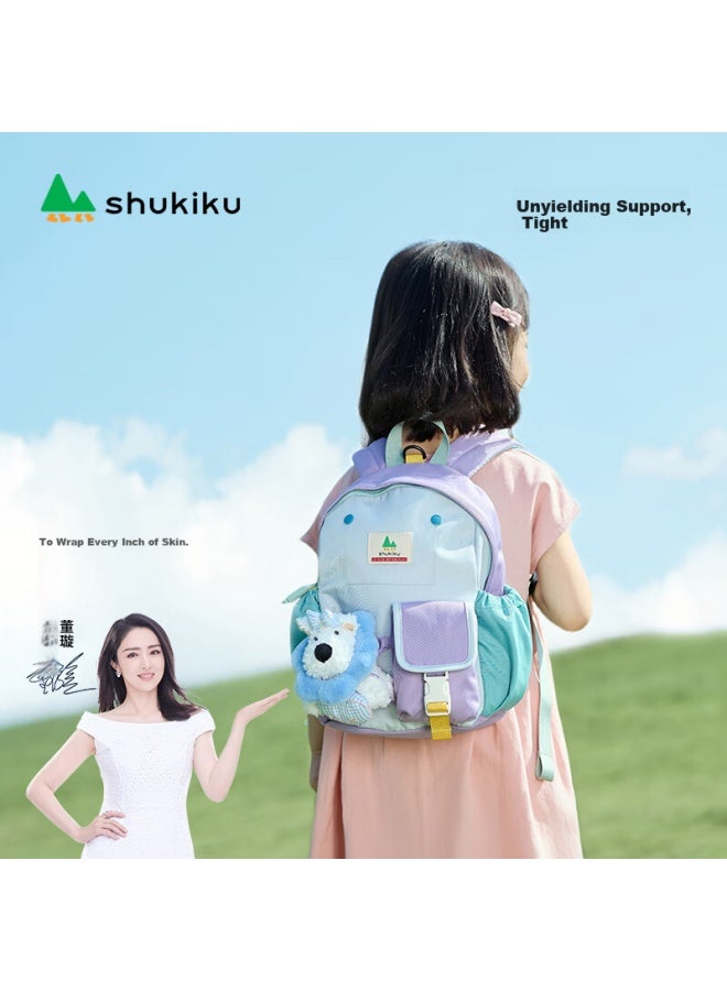 Shukiku Children's Doll Backpack, Kindergarten Schoolbag, Elementary Student Water-resistant Backpack, Sea Salt Eggplant Purple, Size S+ - Image 1