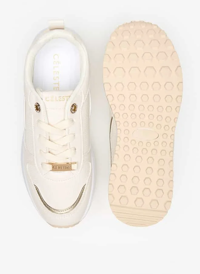 Celeste Women's Textured Sneakers with Lace-Up Closure