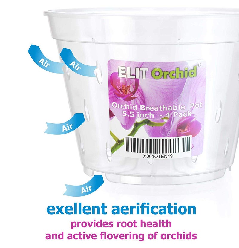 ELIT ORCHID Orchid Pots with Holes Cymbidium Phalaenopsis Orchid Pot Indoor Clear Plastic Vanda Plant Pots Set (5.5 inch) 140 mm - Image 2
