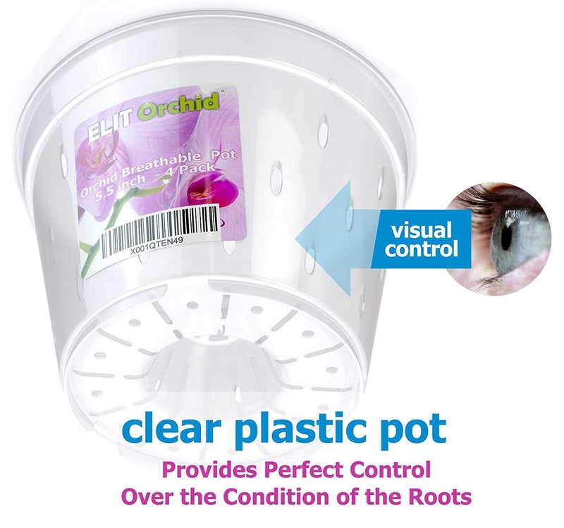 ELIT ORCHID Orchid Pots with Holes Cymbidium Phalaenopsis Orchid Pot Indoor Clear Plastic Vanda Plant Pots Set (5.5 inch) 140 mm - Image 4