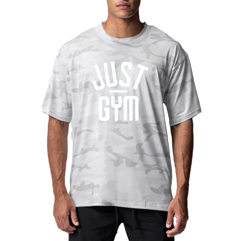 Basketball sports short sleeve fitness running loose round neck plus size training clothes Bodybuilding Muscle quick-drying camouflage T-shirt - Image 5