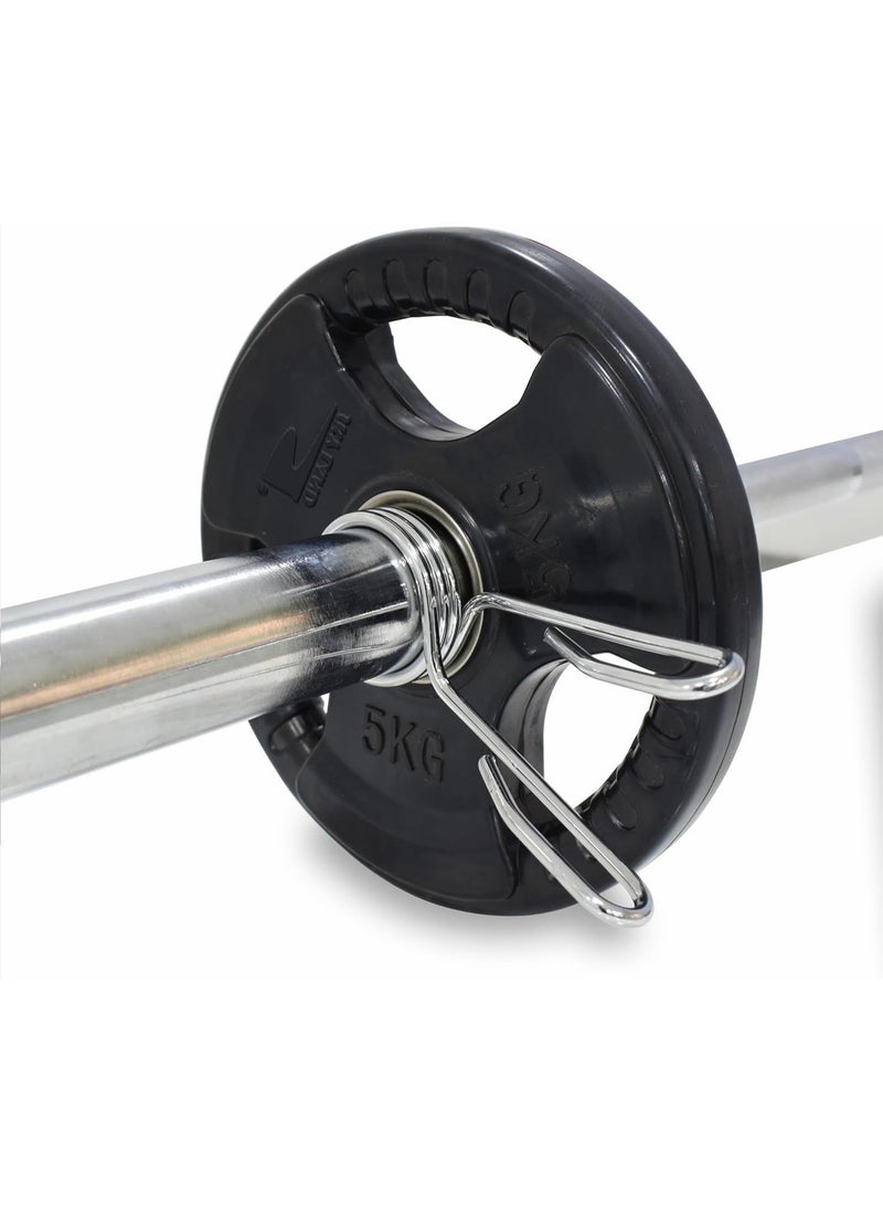 SKY LAND Olympic Weight Plates with Rubber Finish 2’’ Opening and Tri-Grips, Black Barbell Plates Discs in Single for Lifting and Strength Training, Solid Cast Iron Core Weights, 5kg EM-9264-5 - Image 3