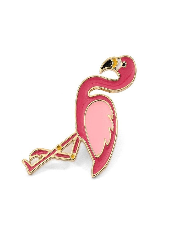 SENFAI 10K Gold Color Cute Enamel Flamingo Pin and Brooch (Rose Gold) - Image 3