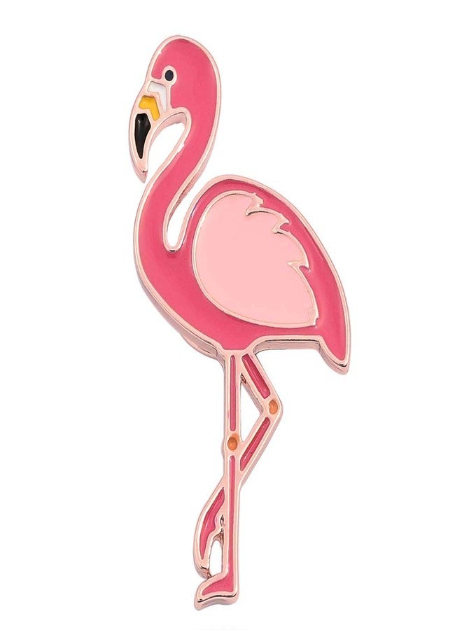 SENFAI 10K Gold Color Cute Enamel Flamingo Pin and Brooch (Rose Gold) - Image 2