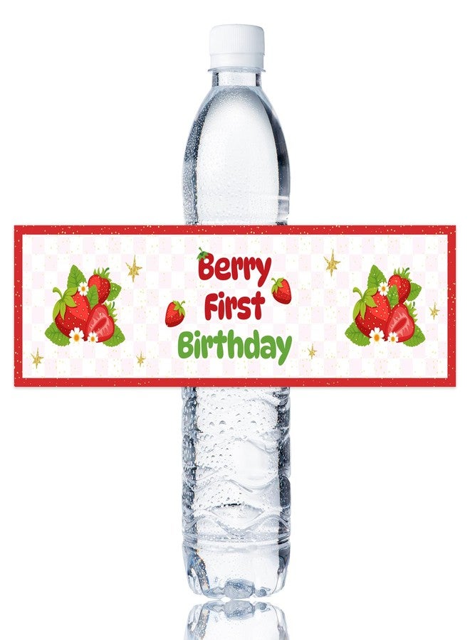 Maicaiffe Berry First Birthday Water Bottle Labels, Newborn Baby Shower Water Bottle Stickers, Baby Girl 1st Birthday Party Decorations, Gender Reveal Party Labels Supplies 30 Stickers - Image 1