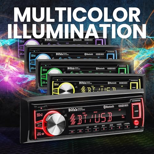 BOSS Audio Systems 750BRGB Car Stereo - Single Din, Bluetooth, CD Player, AM/FM Radio Receiver, USB, AUX Input, Multi Color Illumination - Image 4