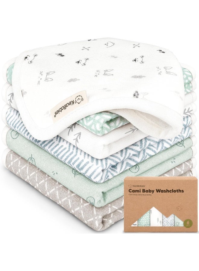 KeaBabies 6-Pack Cotton Baby Washcloths for Newborn - Organic Cotton Muslin Soft Wash Cloths for Babies, Infant, Kids, Toddler Towels for Boy, Girl, Super Absorbent Face Cloths, Scratch-Free Baby Rags (Nordic) - Image 1