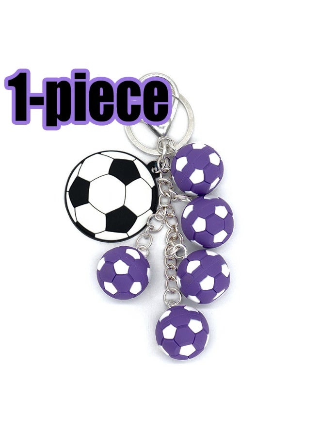 1-Piece Cute Soccer Ball Keychain, World Cup Inspired Football Key Ring, PU Leather Sports Keychain with Lanyard, Kawaii Backpack Charm for Soccer Fans。