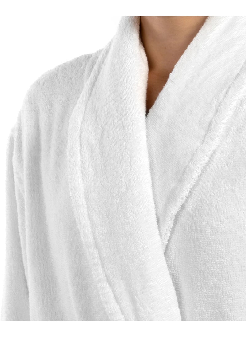 MAXQON Pack Of 2 - Bathrobes (Unisex) - 100% Cotton Terry Highly Absorbent Super Soft Bathrobes For Women & Men- Adult Size, Color White  - Image 4
