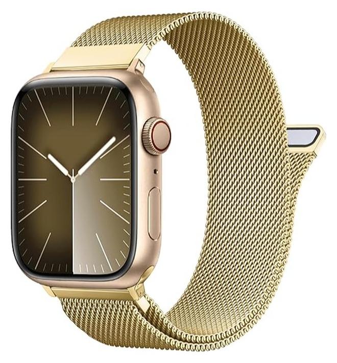 ادهوماكس سوار شبكي معدني بديل، مشبك مغناطيسي متوافق مع ساعة ذكية للغاية، حزام بديل معدني من الفولاذ، مقاس واحد ومتوافق مع ساعات أبل الذكية - Image 1