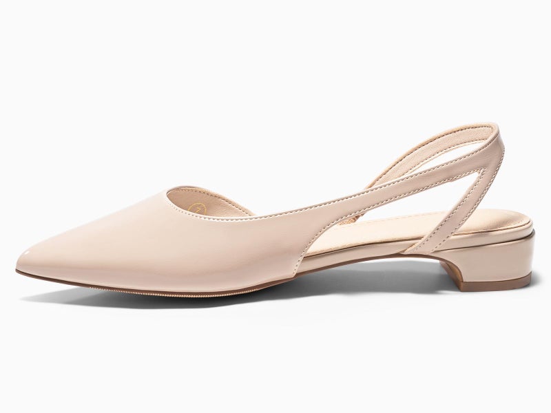 Coutgo Womens Slingback Chunky Low Heels Closed Pointed Toe Pumps D'Orsay Work Office Dress Shoes, Khaki, Size 8 - Image 4