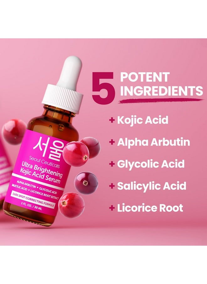 seoulceuticals Korean Skin Care Kojic Acid Serum Alpha Arbutin Serum - Dark Spot Remover Corrector Glycolic Acid Serum + Salicylic Acid K Beauty 1Oz  - Image 2