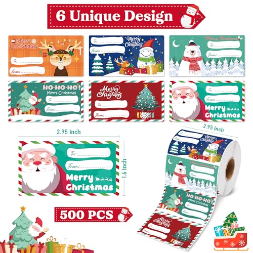 OHOME 500 PCS Christmas Gift Tags - Gift Tags for Christmas Presents | Christmas Gifts for Women Men Mom - Christmas Wrapping Paper - Christmas Decorations,2.95 x 1.6 Inch - Image 2