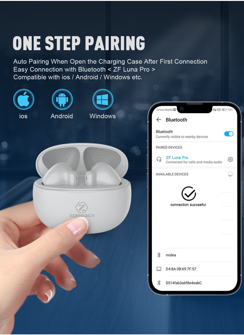 ZIPFORCE - ZIPFORCE True Wireless Earbuds, In-Ear Bluetooth 5.3 Headphones 4-Mics ENC Clear Call, Bluetooth Earbuds Touch Control, IPX6 Waterproof TWS, Light-Weight Earphones - Image 1