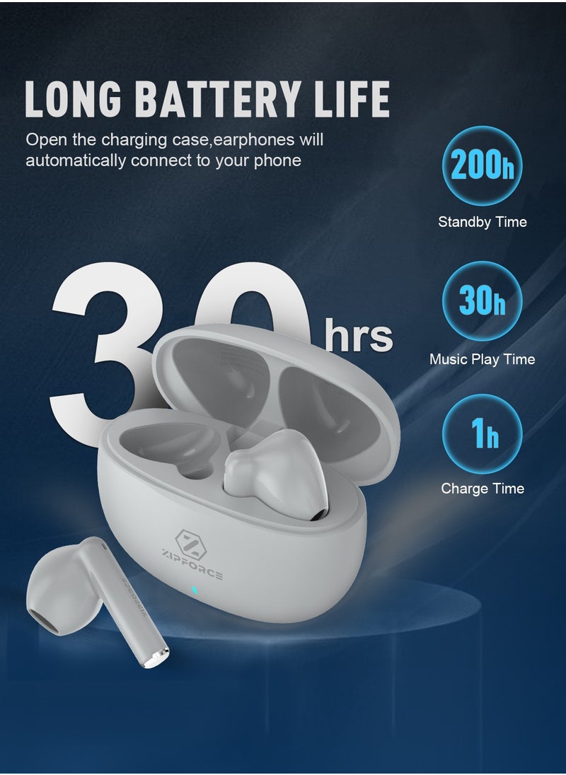 ZIPFORCE - ZIPFORCE True Wireless Earbuds, In-Ear Bluetooth 5.3 Headphones 4-Mics ENC Clear Call, Bluetooth Earbuds Touch Control, IPX6 Waterproof TWS, Light-Weight Earphones - Image 1