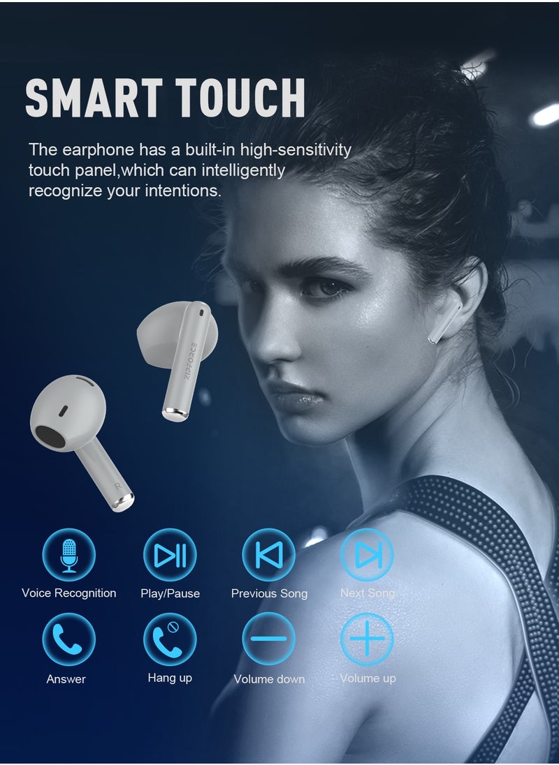 ZIPFORCE - ZIPFORCE True Wireless Earbuds, In-Ear Bluetooth 5.3 Headphones 4-Mics ENC Clear Call, Bluetooth Earbuds Touch Control, IPX6 Waterproof TWS, Light-Weight Earphones - Image 1
