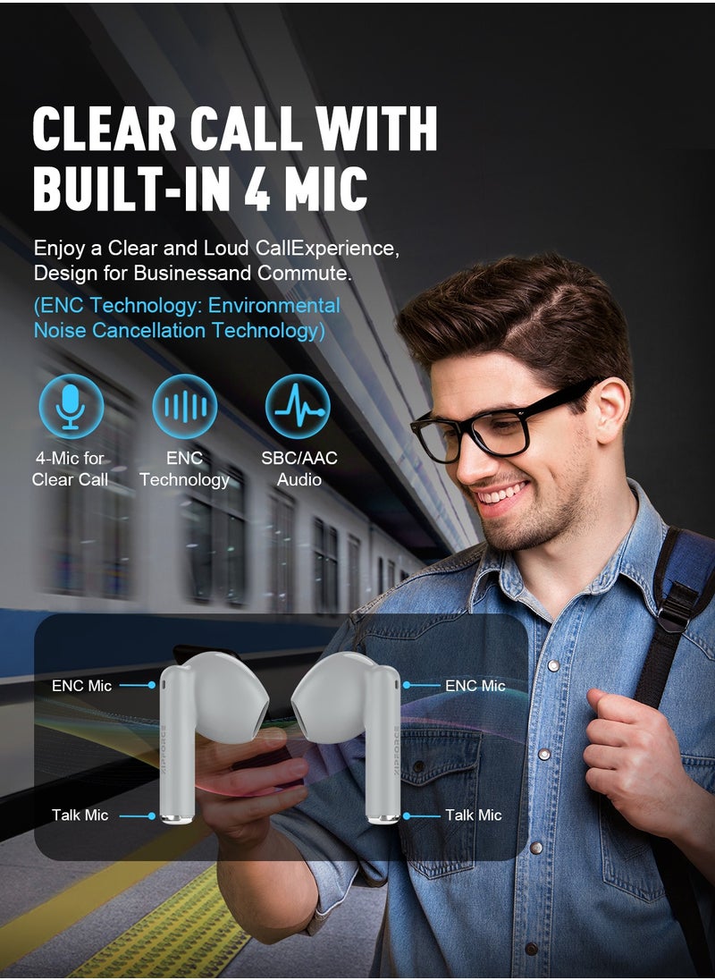 ZIPFORCE - ZIPFORCE True Wireless Earbuds, In-Ear Bluetooth 5.3 Headphones 4-Mics ENC Clear Call, Bluetooth Earbuds Touch Control, IPX6 Waterproof TWS, Light-Weight Earphones - Image 1
