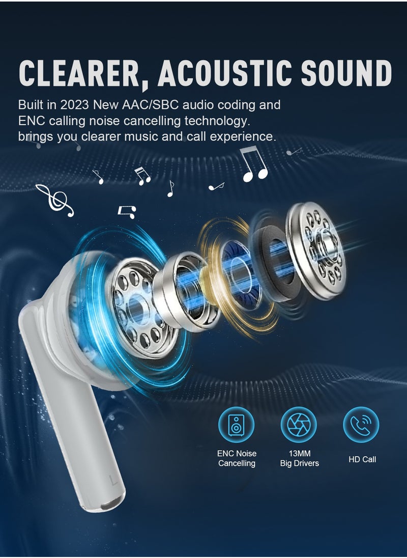 ZIPFORCE - ZIPFORCE True Wireless Earbuds, In-Ear Bluetooth 5.3 Headphones 4-Mics ENC Clear Call, Bluetooth Earbuds Touch Control, IPX6 Waterproof TWS, Light-Weight Earphones - Image 1