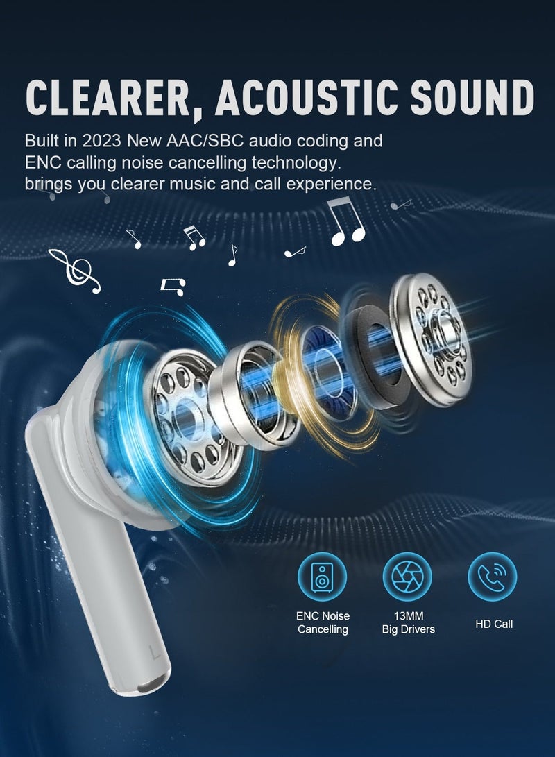 ZIPFORCE True Wireless Earbuds, In-Ear Bluetooth 5.3 Headphones 4-Mics ENC Clear Call, Bluetooth Earbuds Touch Control, IPX6 Waterproof TWS, Light-Weight Earphones - Image 4