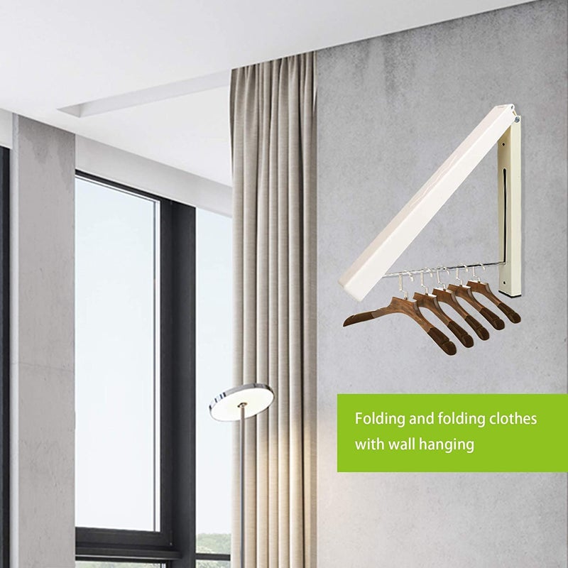 Seadra Retractable Clothes RackLaundry Room Drying Rack Wall Mounted Clothes Hanger Foldable Wall Mount Folding Clohes Wall Hanger Home Storage Organizer Indoor Outdoor Metal Plastic - Image 4