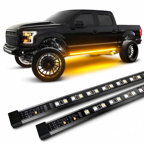 OPT7 Sidekick 86 Running Board Lights 2PCS LED Strips wAmber Turn Signal Side Marker DRL White Courtesy Light for Extended Crew Cab Trucks Pickup Trailer Truck Decorations - Image 1