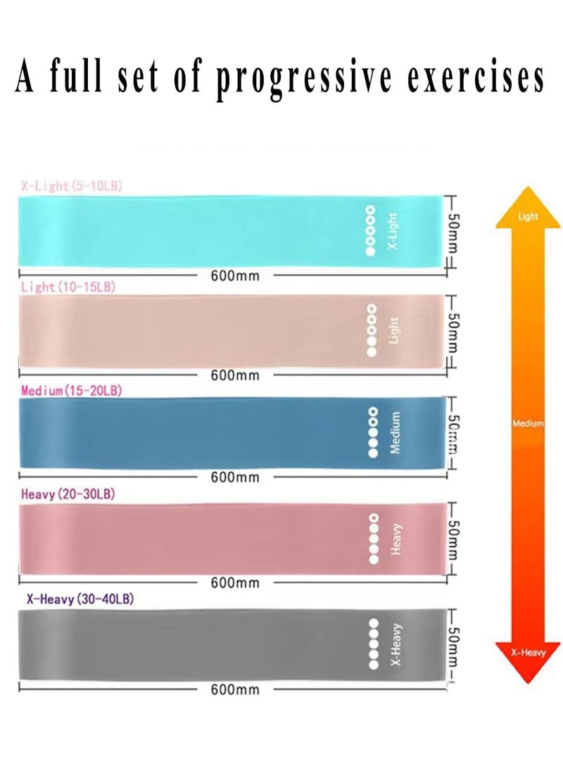 fdsport 5 Level Resistance Fitness Resistance Bands, Stretch Bands for Hips and Legs, Pilates Elastic Bands with Instruction Guide and Carrying Bag for Home Fitness Yoga Elastic Muscle Training, Rubber Band Exercise Elastic Bodybuilding - Image 2