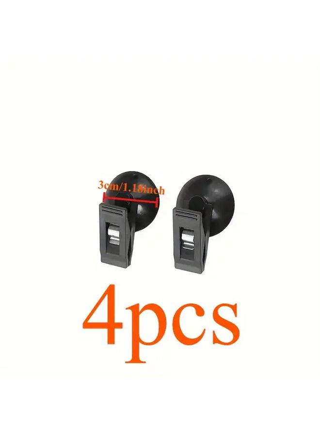Black 4pcs Car Suction Cup Clips For Sunshades Secure Windshield Window Holder - Image 4