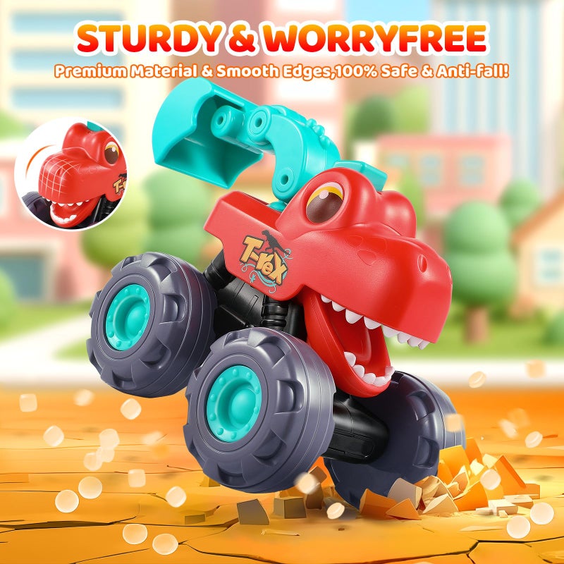 OCATO Dinosaur Monster Trucks for Toddlers 2-4 Years Dinosaur Toys for Kids 2 3 4 5, Kids Toys Boys 3-5 Baby Toddler Boy Toys Gifts Age 2 3 4 Birthday Gifts Xmas - Image 4