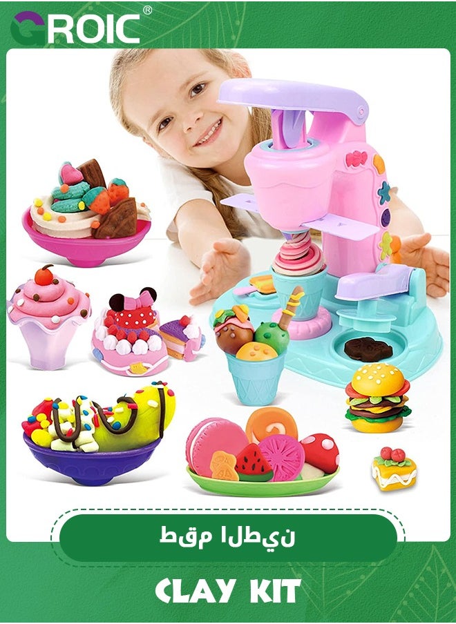 GROIC - Color Dough for Kids Play Toys, Ice Cream Maker Machine Color Dough Set with 12 Cans Dough for Kids and Toddlers,Color Clay Machine Set,Play House Toy - Image 1